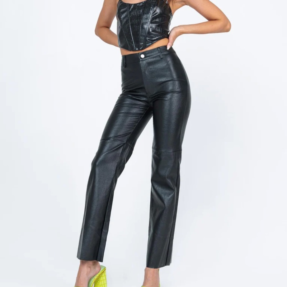 Princess Polly Black Leather Pants